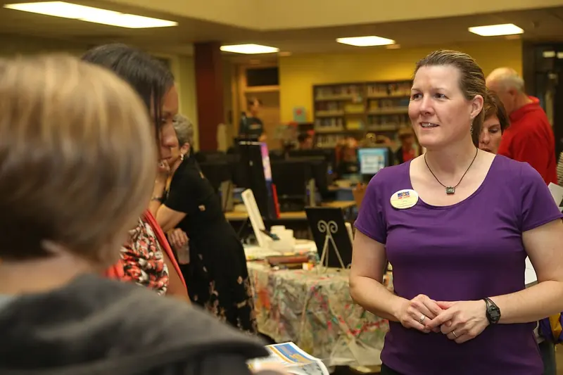 Families at a homeschool fair inside the Main Onslow County Public Library (2014)
