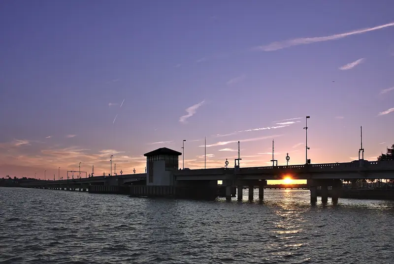 Sunset over the Riverwalk Bridge at Union Point Park